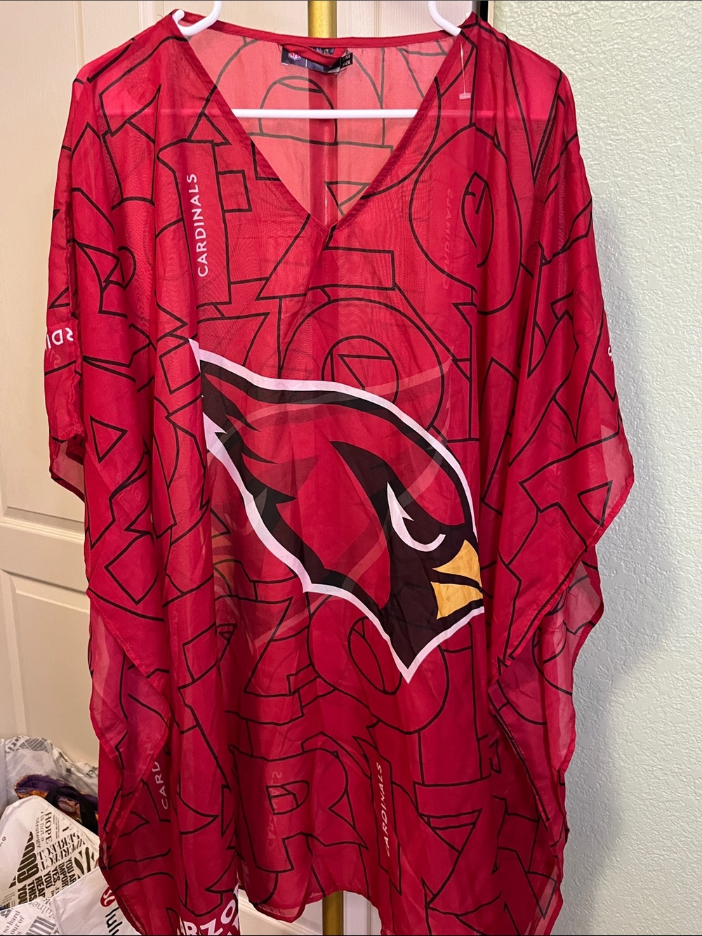 Arizona Cardinals Red Sheer Swim Coverup with Team Logo OS